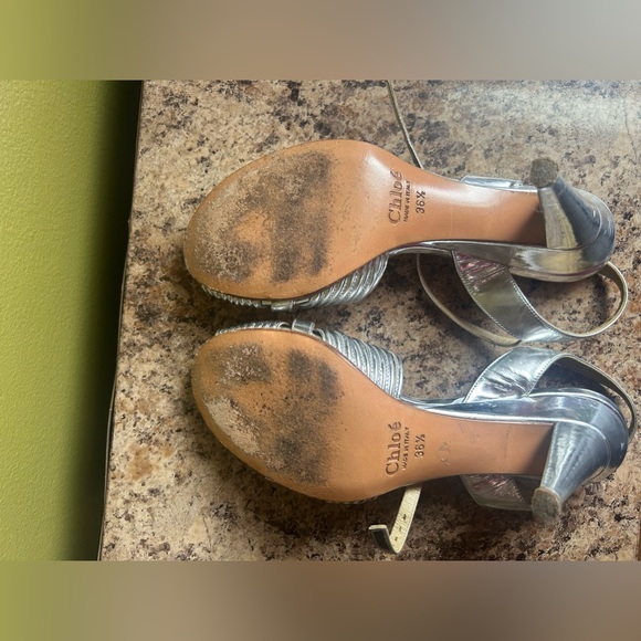 Vintage Silver Chloé Peep-toe Heels - Picture 5 of 5